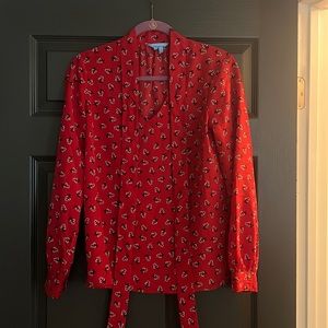 Draper James floral tie blouse red